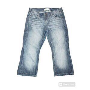 American Eagle Womens Bootcut Jeans Distressed Blue Mid Rise‎ Stretch Casual 8